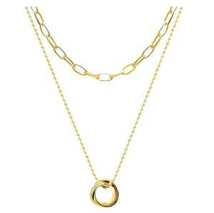 Elegant Gold Layered Necklace 18k Gold Plated Waterproof